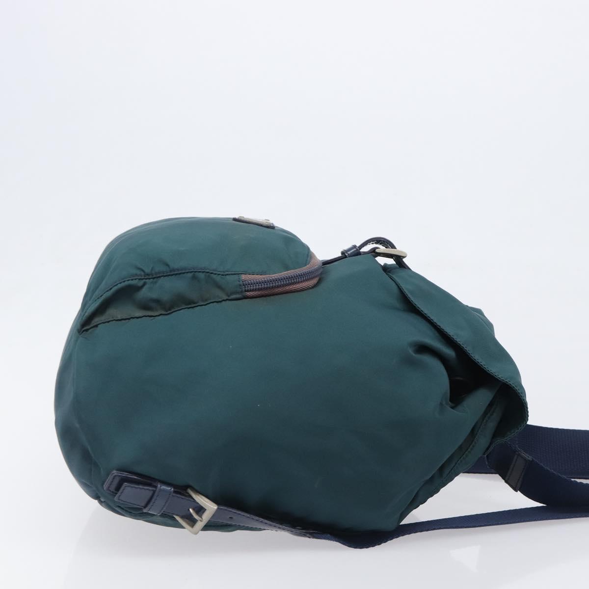 PRADA Backpack Nylon Green Silver Auth 197232