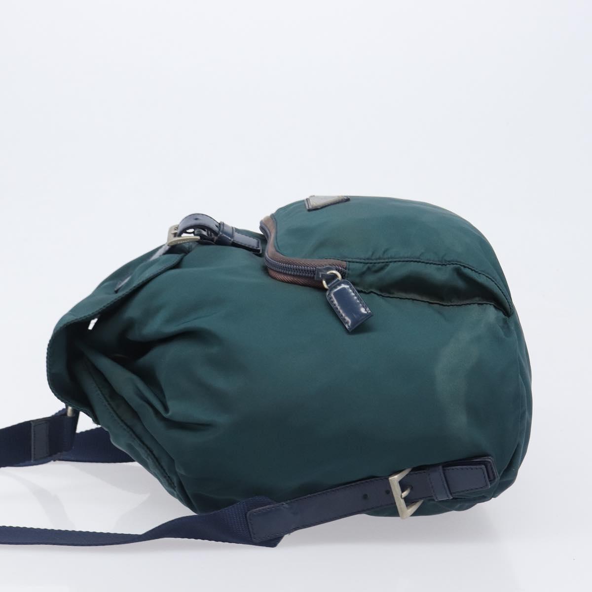 PRADA Backpack Nylon Green Silver Auth 197232
