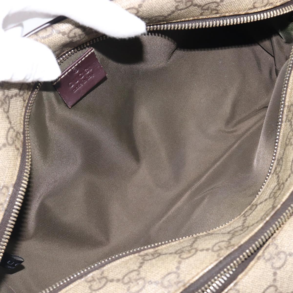 GUCCI GG Supreme Hand Bag PVC Beige Gold 211125 Auth 197233