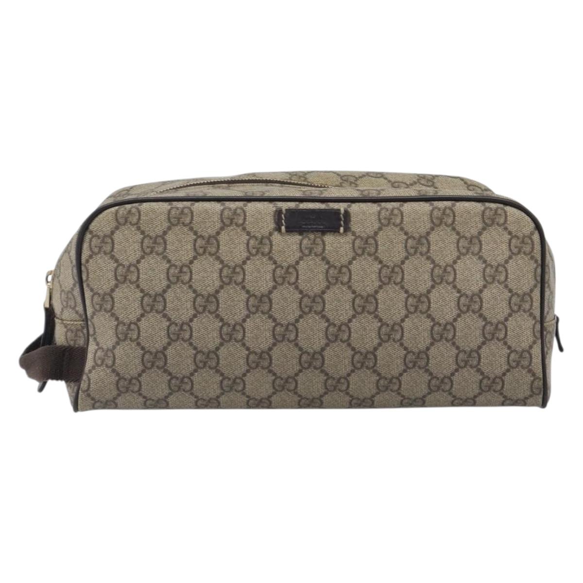 GUCCI GG Supreme Hand Bag PVC Beige Gold 211125 Auth 197233