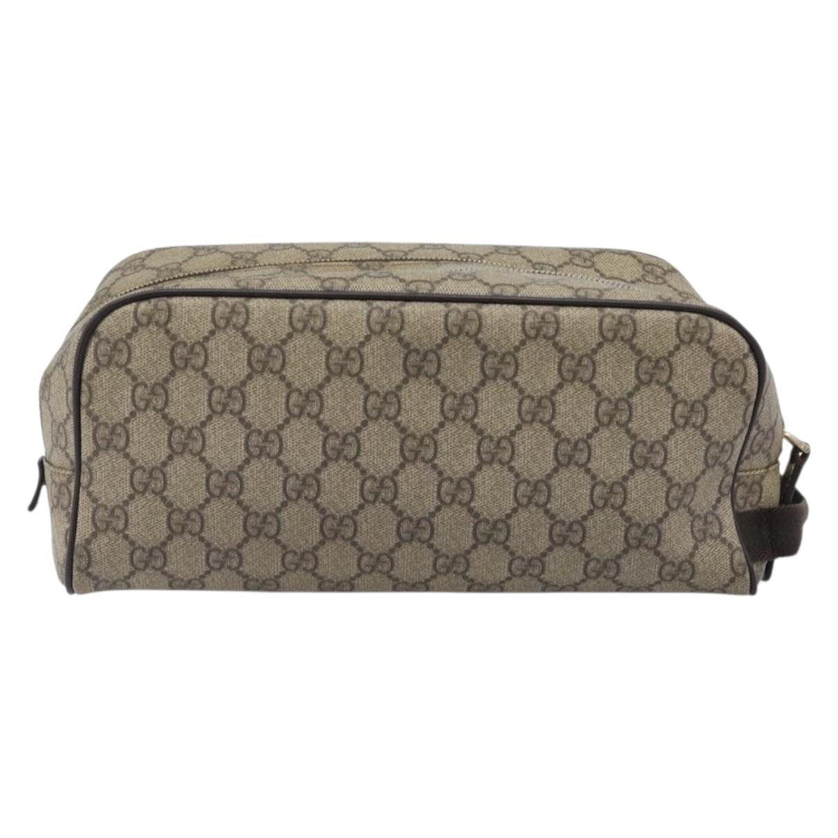 GUCCI GG Supreme Hand Bag PVC Beige Gold 211125 Auth 197233