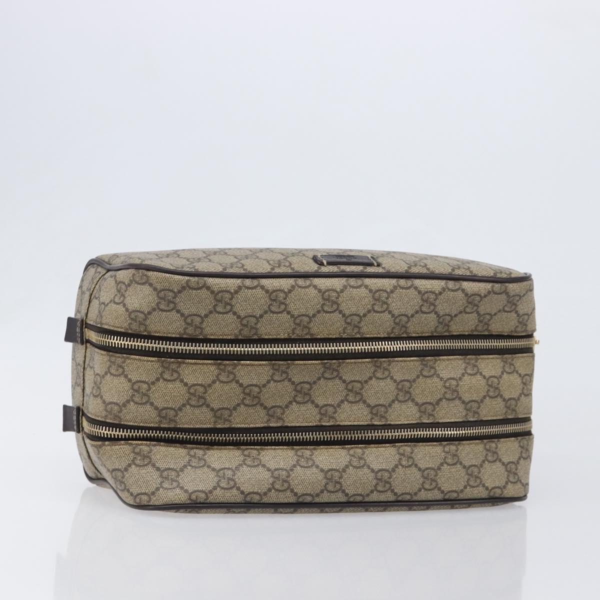 GUCCI GG Supreme Hand Bag PVC Beige Gold 211125 Auth 197233