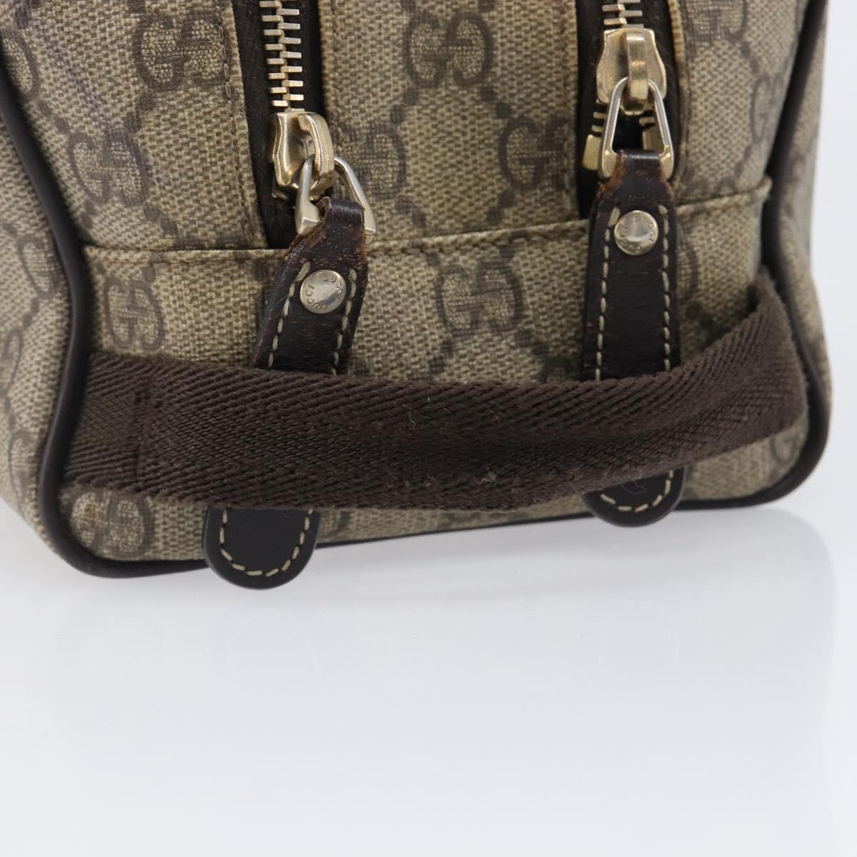 GUCCI GG Supreme Hand Bag PVC Beige Gold 211125 Auth 197233