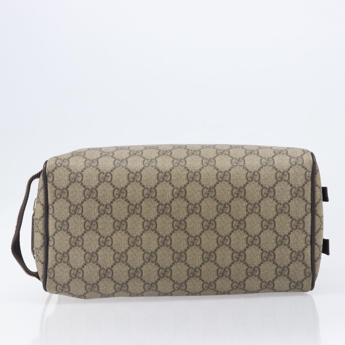 GUCCI GG Supreme Hand Bag PVC Beige Gold 211125 Auth 197233
