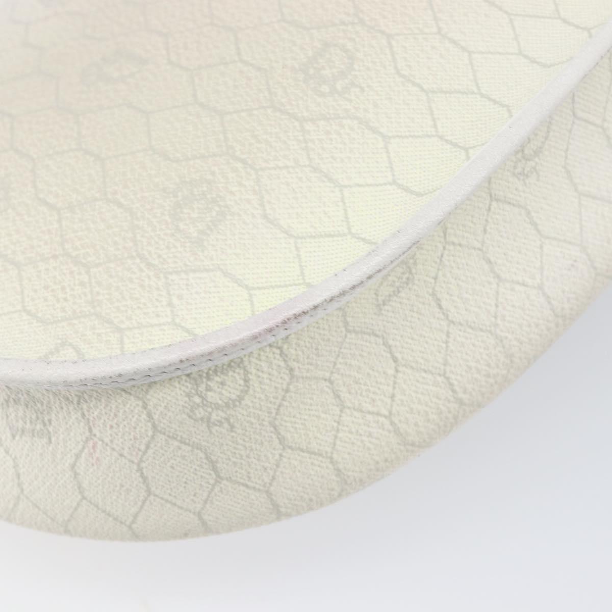 Christian Dior Honeycomb Canvas Shoulder Bag PVC White Gold Auth 197242A