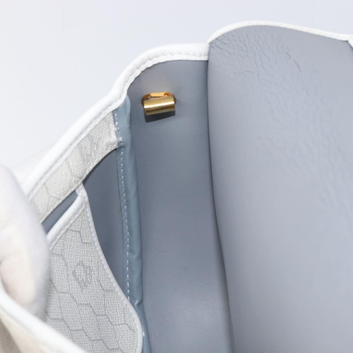 Christian Dior Honeycomb Canvas Shoulder Bag PVC White Gold Auth 197242A