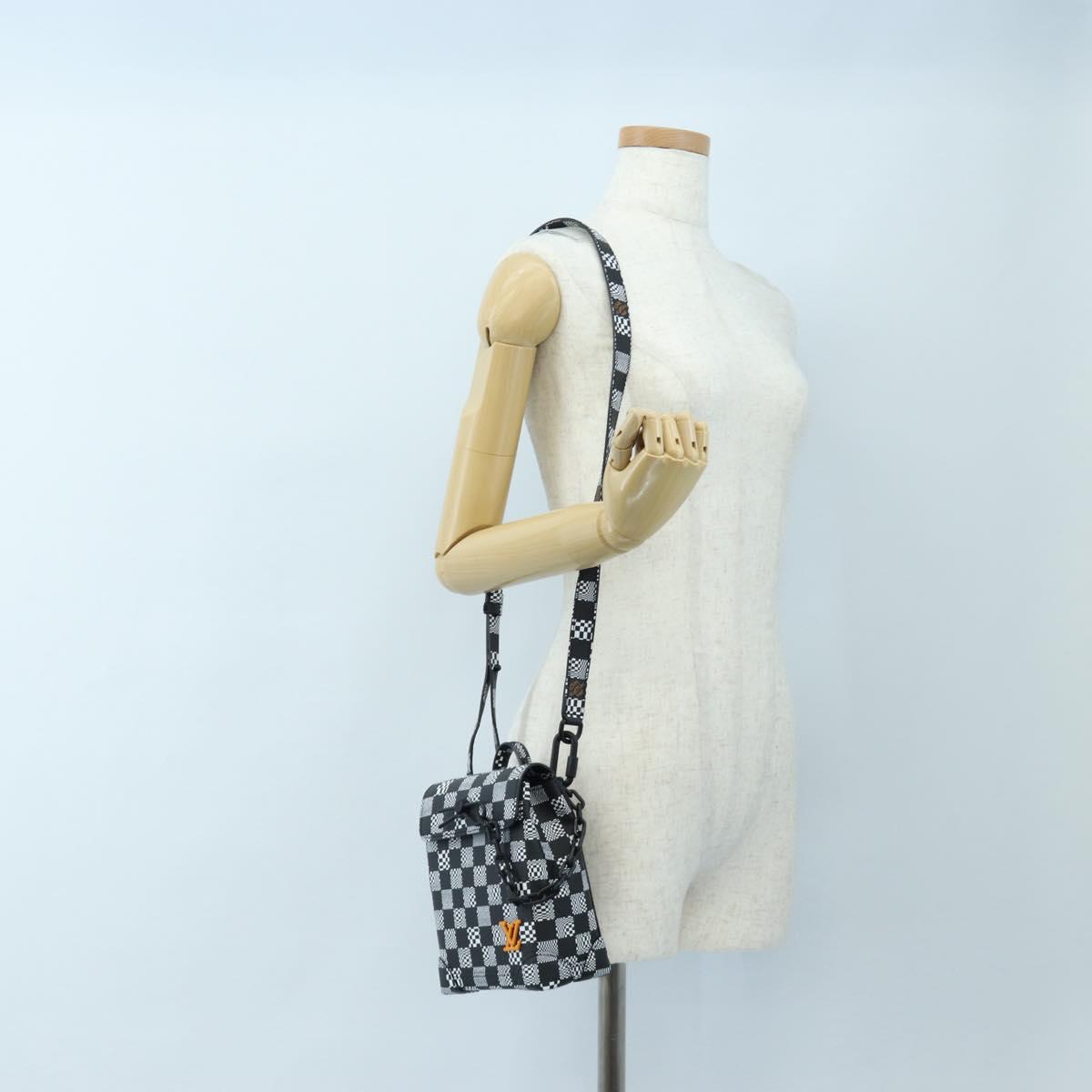 LOUIS VUITTON Damier Distorted Steamer XS Bag Black N60453 LV Auth 197245SM