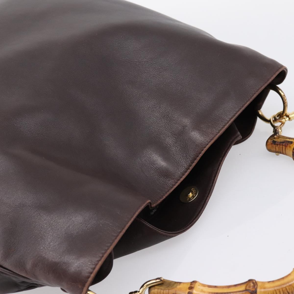 GUCCI Bamboo Shoulder Bag Leather 2way Brown Gold 001 2123 1577 Auth 197247