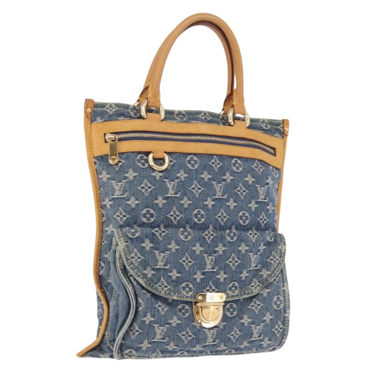LOUIS VUITTON Monogram Denim Flat shopper Tote Bag Blue M95018 LV Auth 197248V