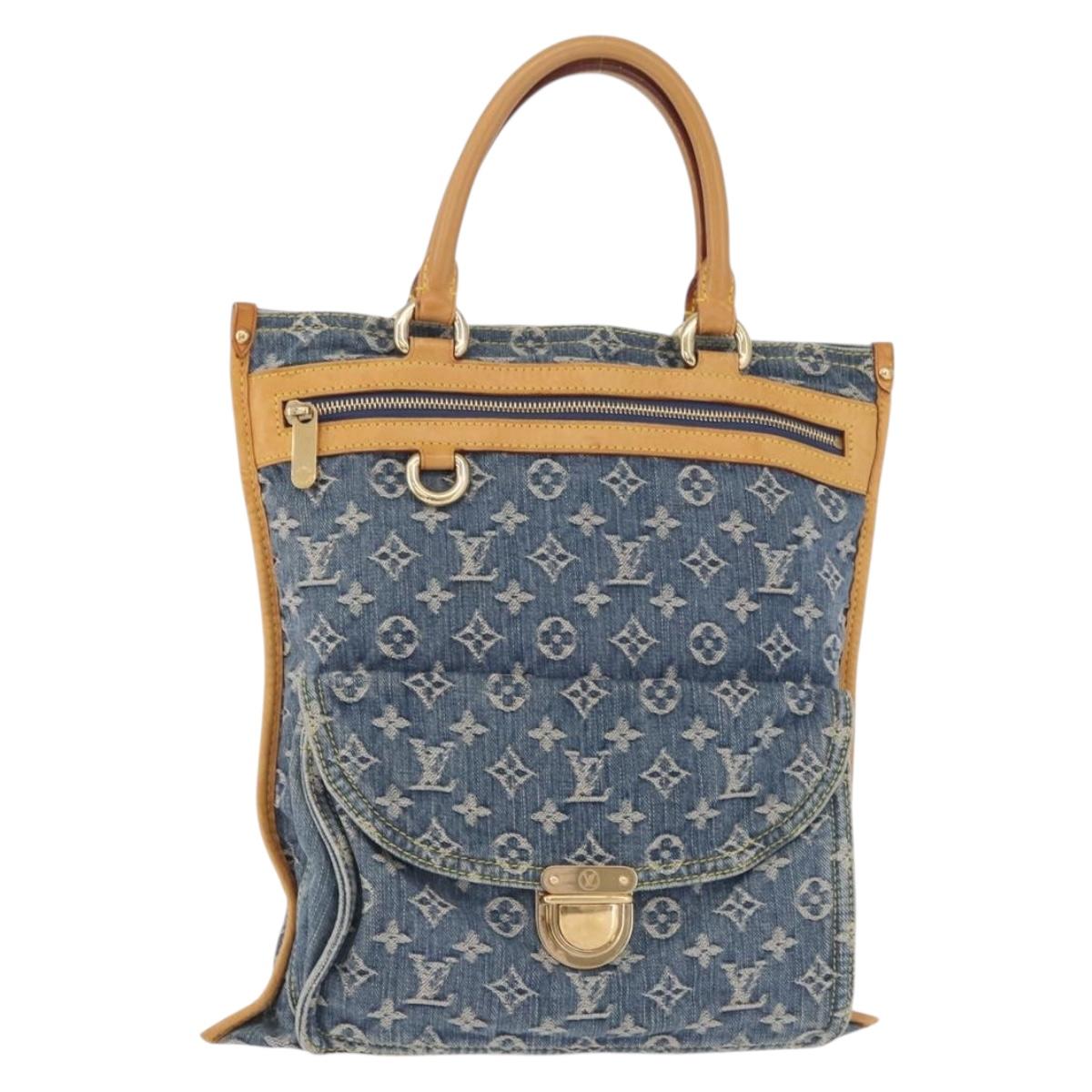 LOUIS VUITTON Monogram Denim Flat shopper Tote Bag Blue M95018 LV Auth 197248V