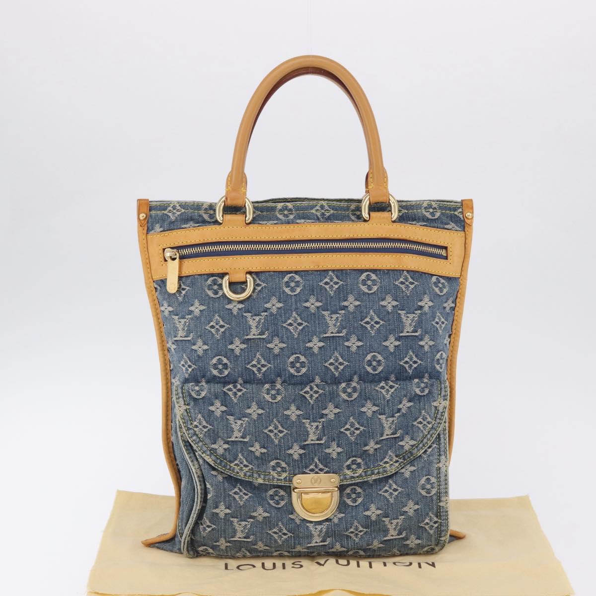 LOUIS VUITTON Monogram Denim Flat shopper Tote Bag Blue M95018 LV Auth 197248V