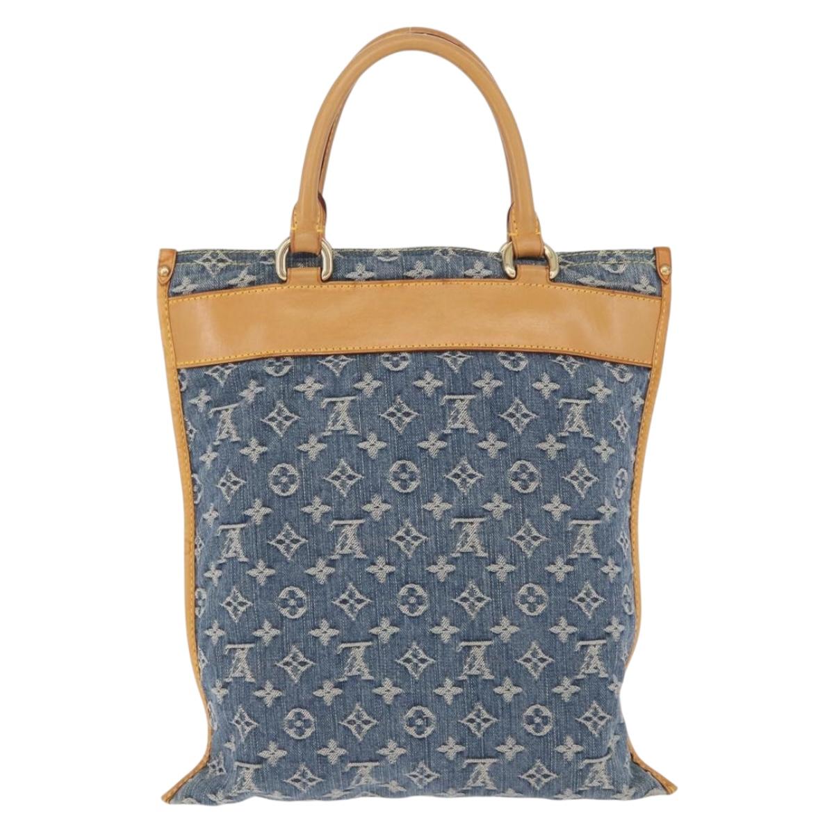 LOUIS VUITTON Monogram Denim Flat shopper Tote Bag Blue M95018 LV Auth 197248V