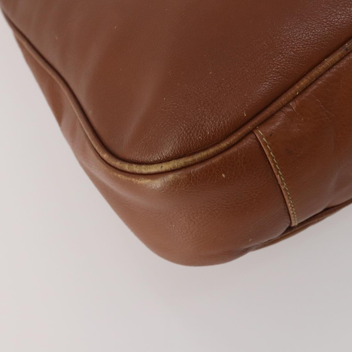 GUCCI Bamboo Shoulder Bag Leather 2way Brown Gold Auth 197250