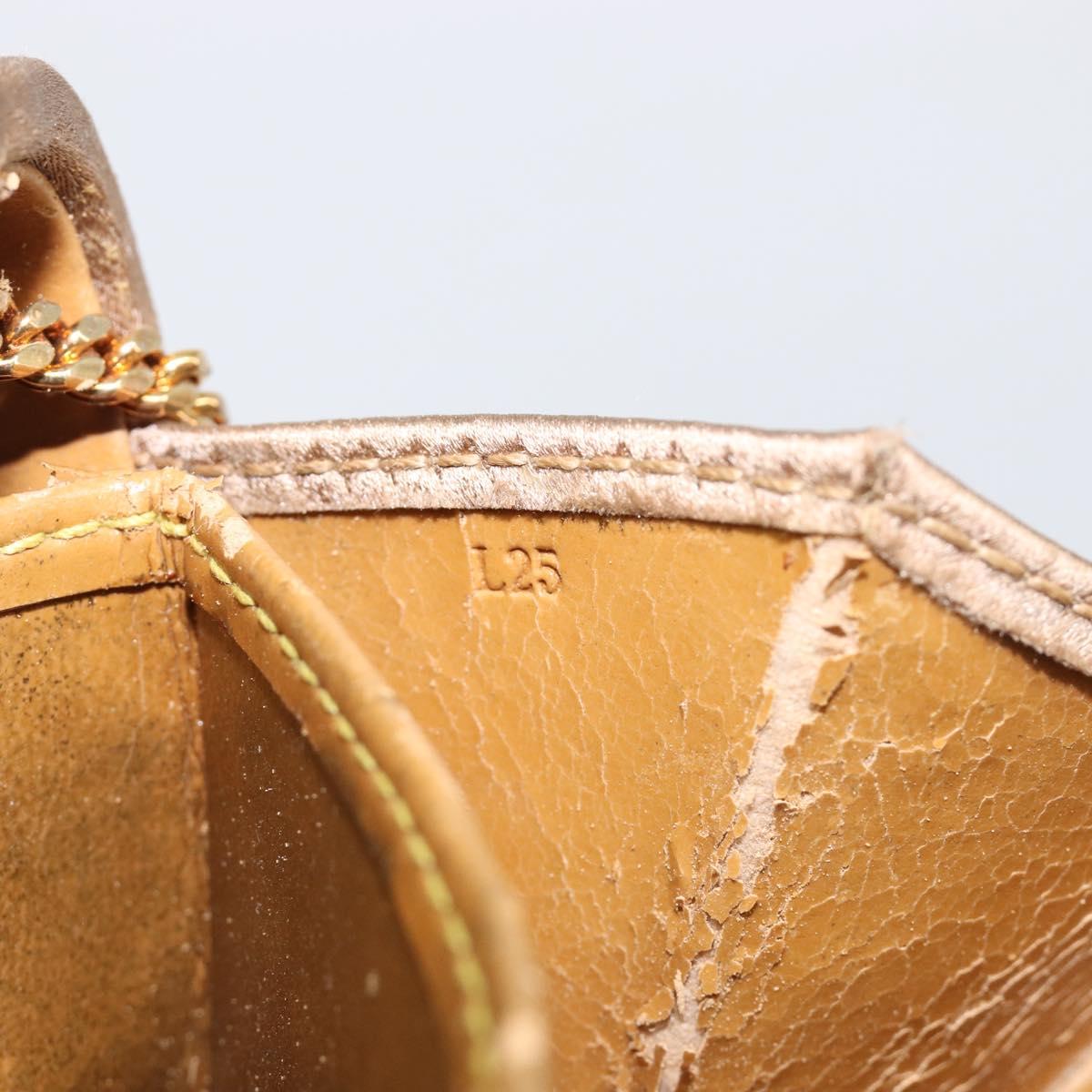 LOEWE Chain Shoulder Bag Satin Beige Gold Auth 197254