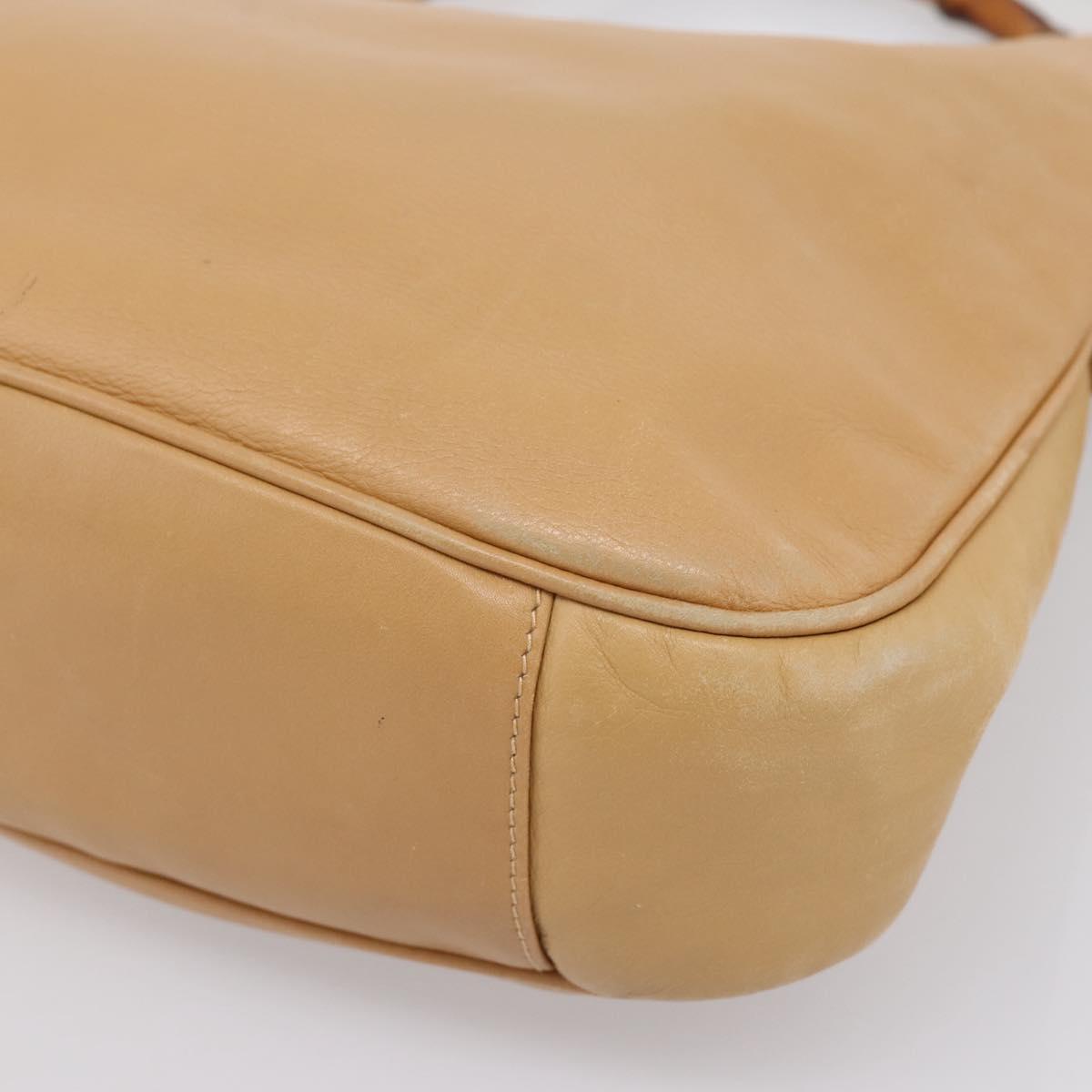 GUCCI Bamboo Shoulder Bag Suede 2way Beige Gold 001 1014 1638 0 Auth 197255