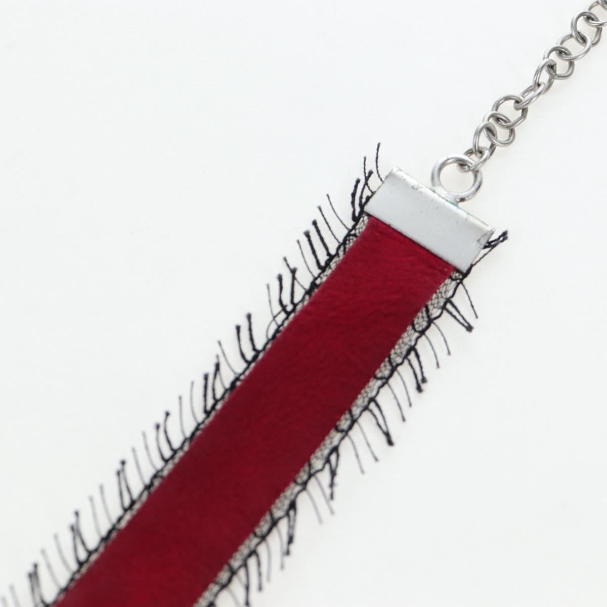 CHANEL Choker Necklace Silk Bordeaux CC Auth 197258V