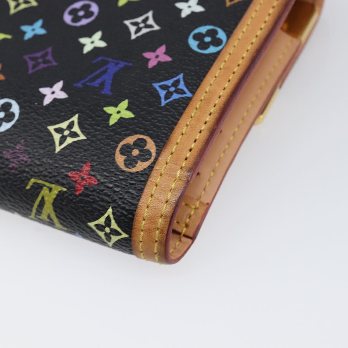 LOUIS VUITTON Monogram Multicolor Porte Tresor Wallet Black M92658 Auth 197263A