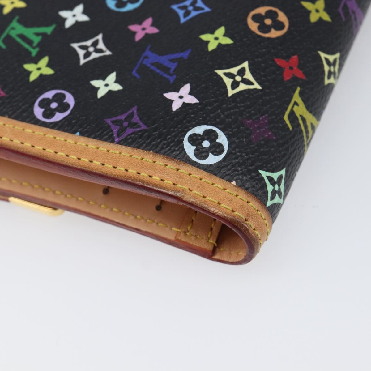 LOUIS VUITTON Monogram Multicolor Porte Tresor Wallet Black M92658 Auth 197263A