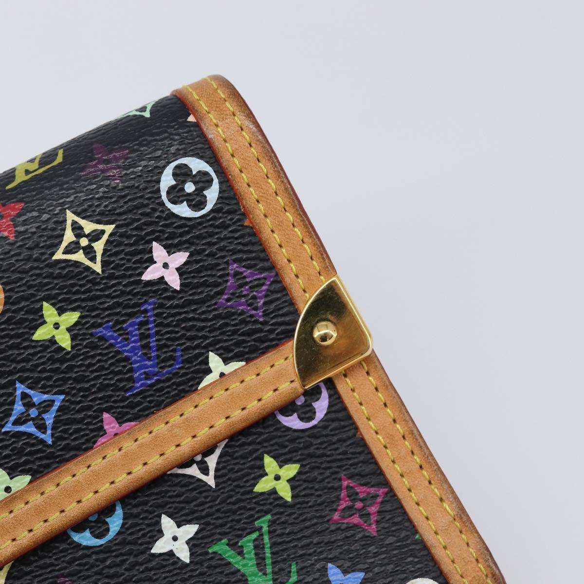 LOUIS VUITTON Monogram Multicolor Porte Tresor Wallet Black M92658 Auth 197263A