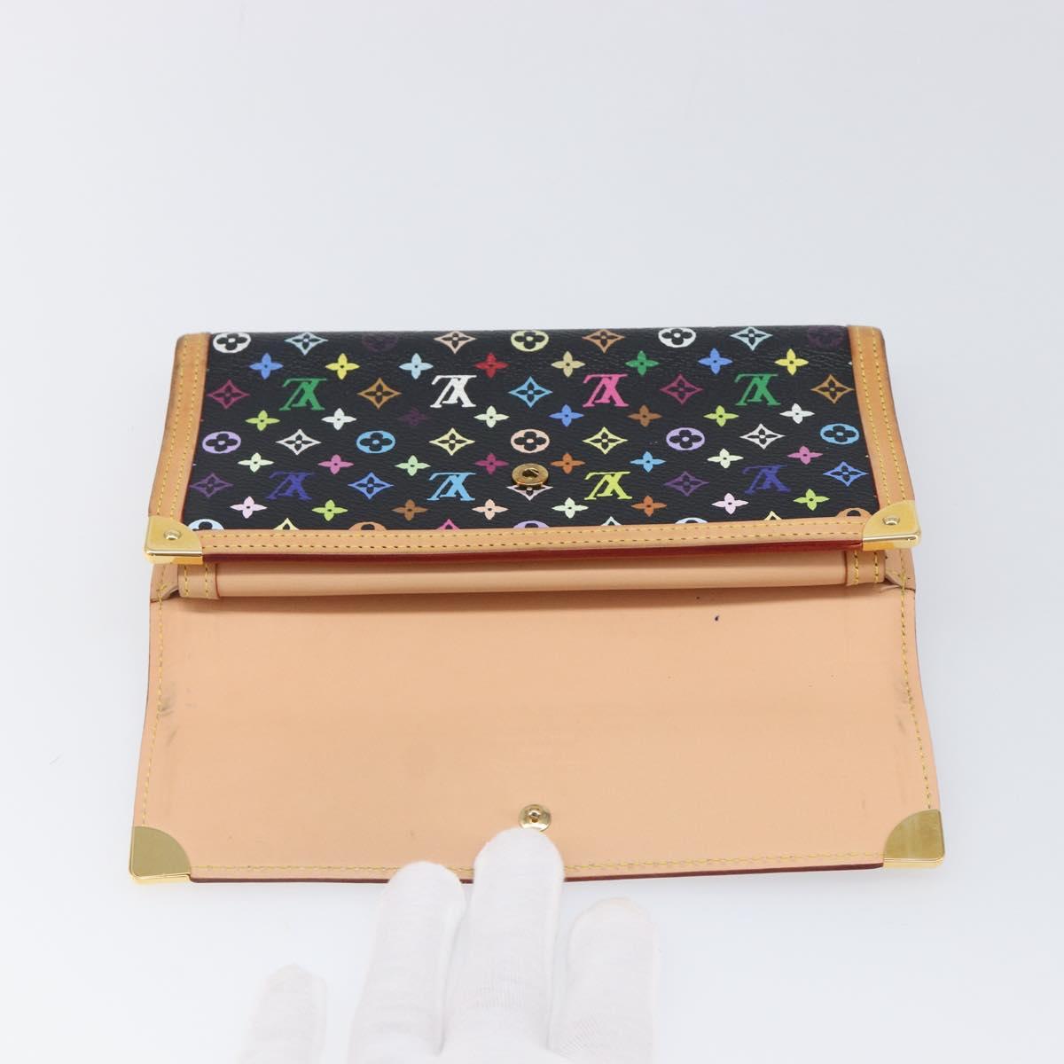 LOUIS VUITTON Monogram Multicolor Porte Tresor Wallet Black M92658 Auth 197263A