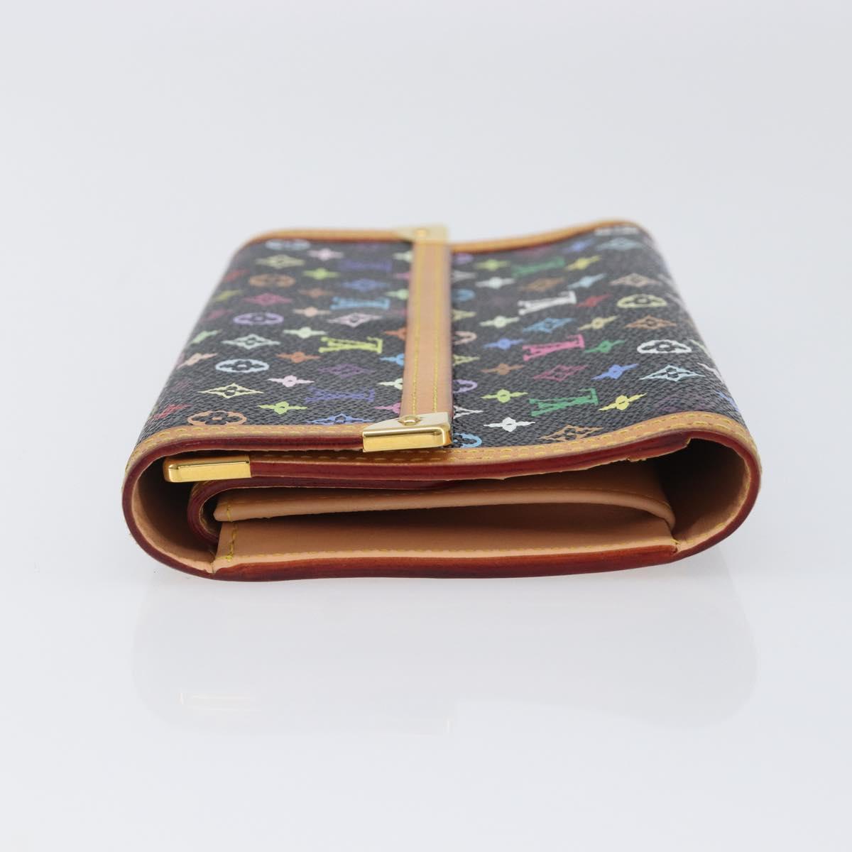 LOUIS VUITTON Monogram Multicolor Porte Tresor Wallet Black M92658 Auth 197263A