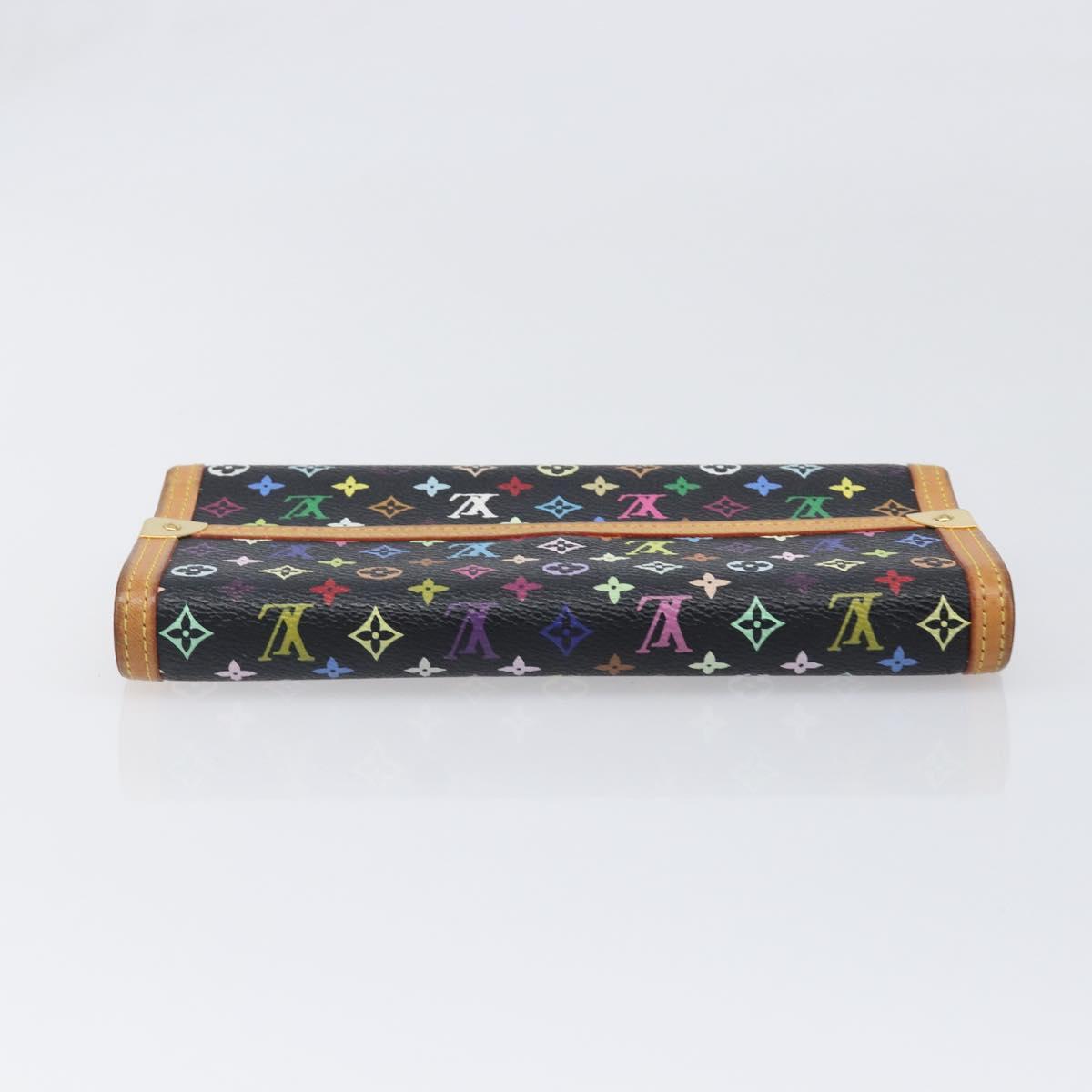LOUIS VUITTON Monogram Multicolor Porte Tresor Wallet Black M92658 Auth 197263A