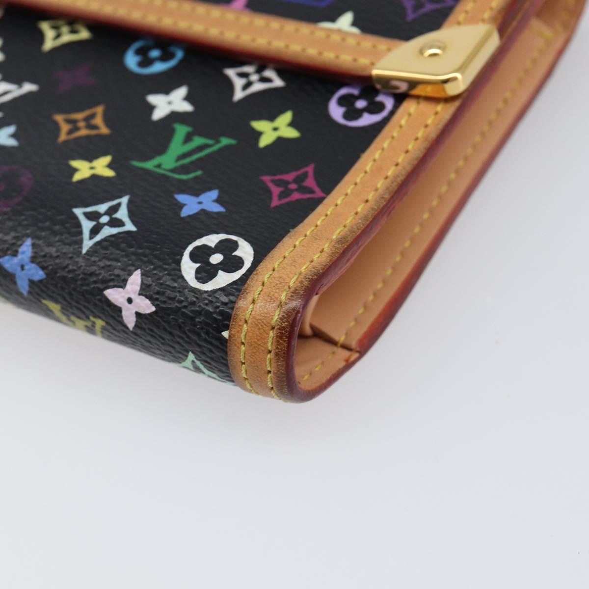 LOUIS VUITTON Monogram Multicolor Porte Tresor Wallet Black M92658 Auth 197263A
