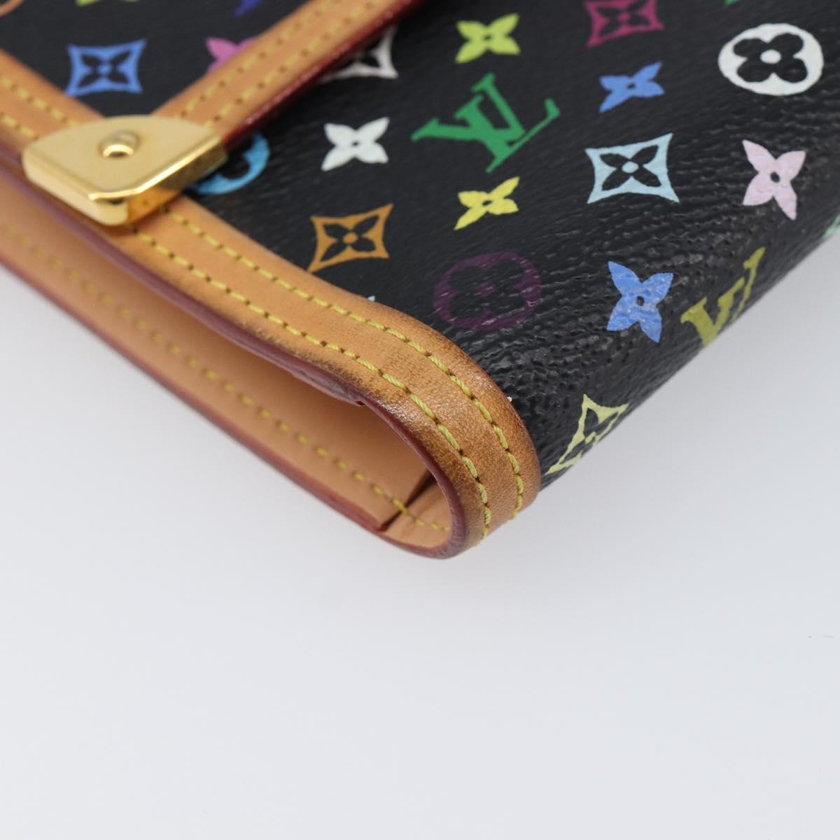 LOUIS VUITTON Monogram Multicolor Porte Tresor Wallet Black M92658 Auth 197263A