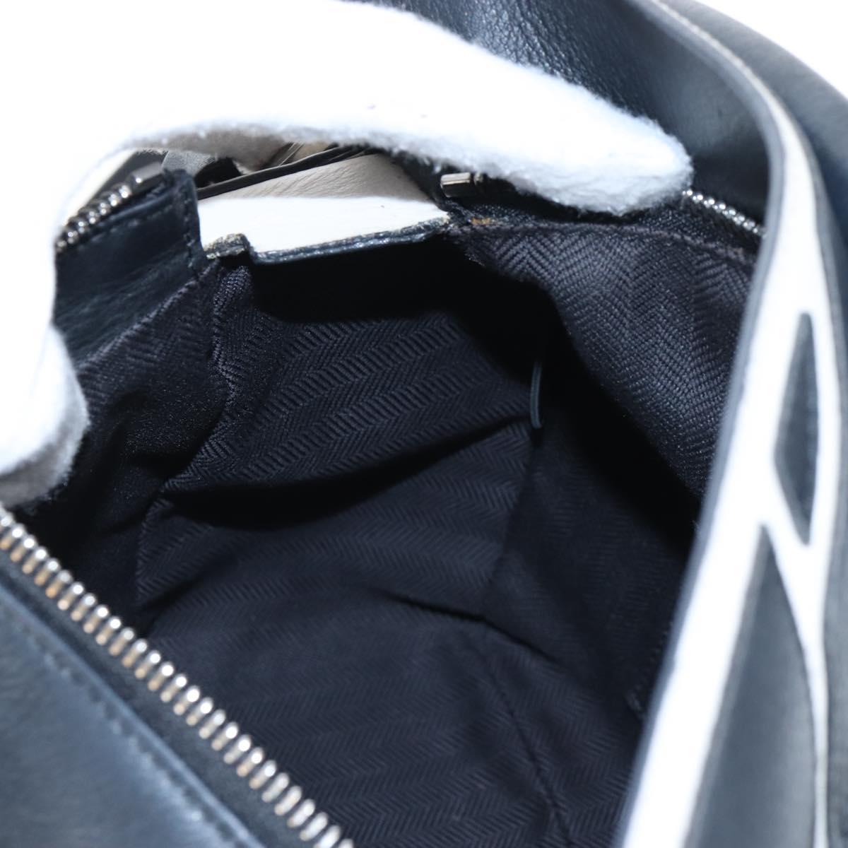 LOEWE Anagram Rose Puzzle Bag Small Bag Leather 2way Black Silver Auth 197266SAM