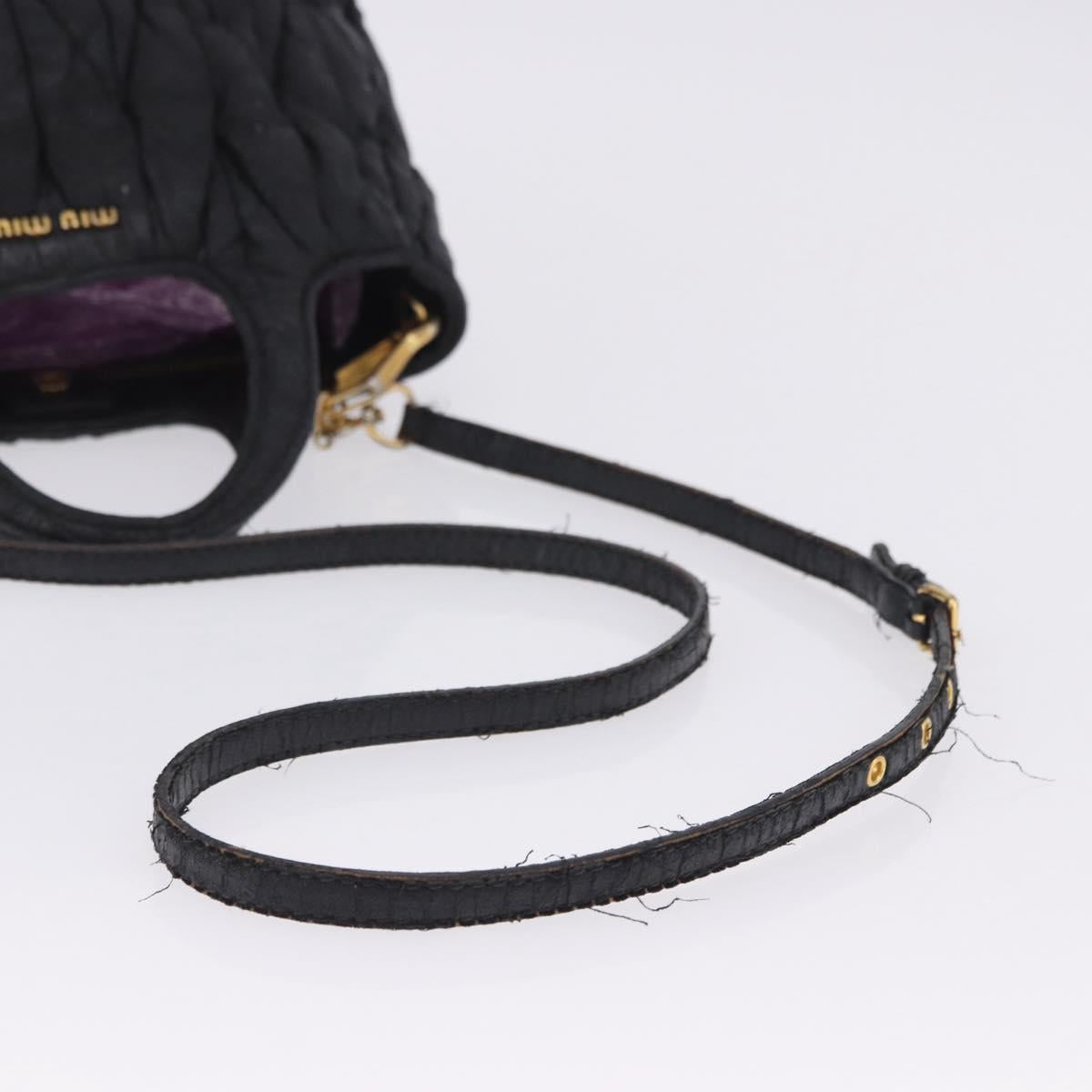 Miu Miu Matelasse Hand Bag Cotton 2way Black Gold Auth 197277