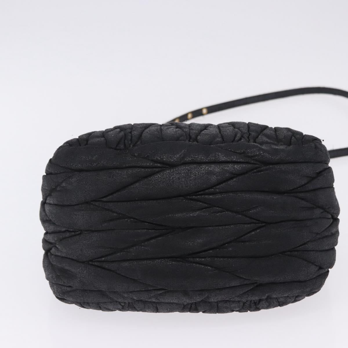Miu Miu Matelasse Hand Bag Cotton 2way Black Gold Auth 197277