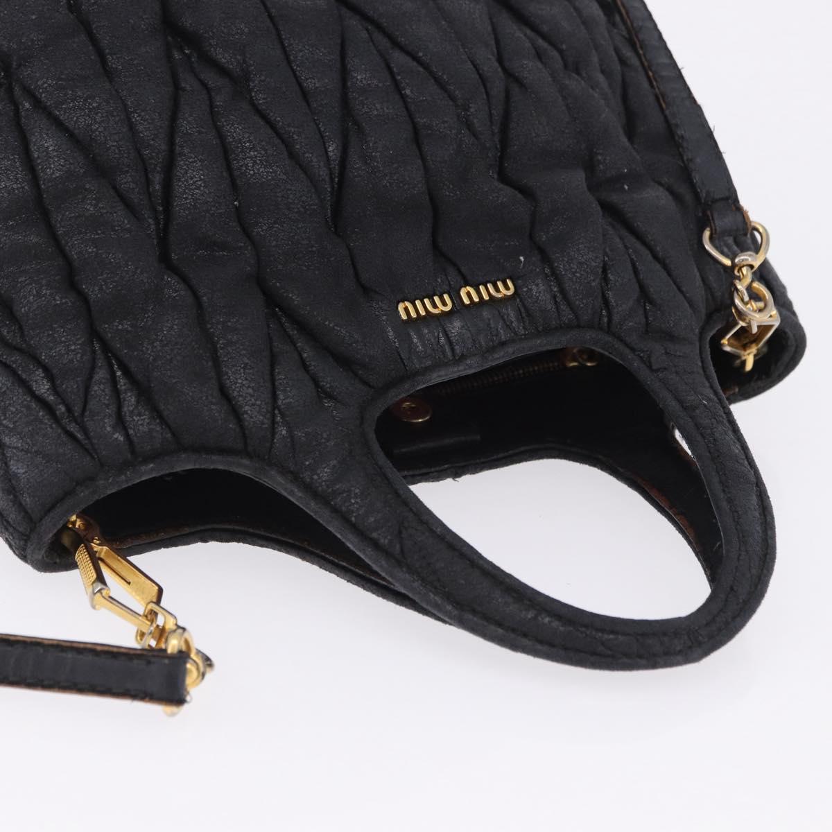 Miu Miu Matelasse Hand Bag Cotton 2way Black Gold Auth 197277