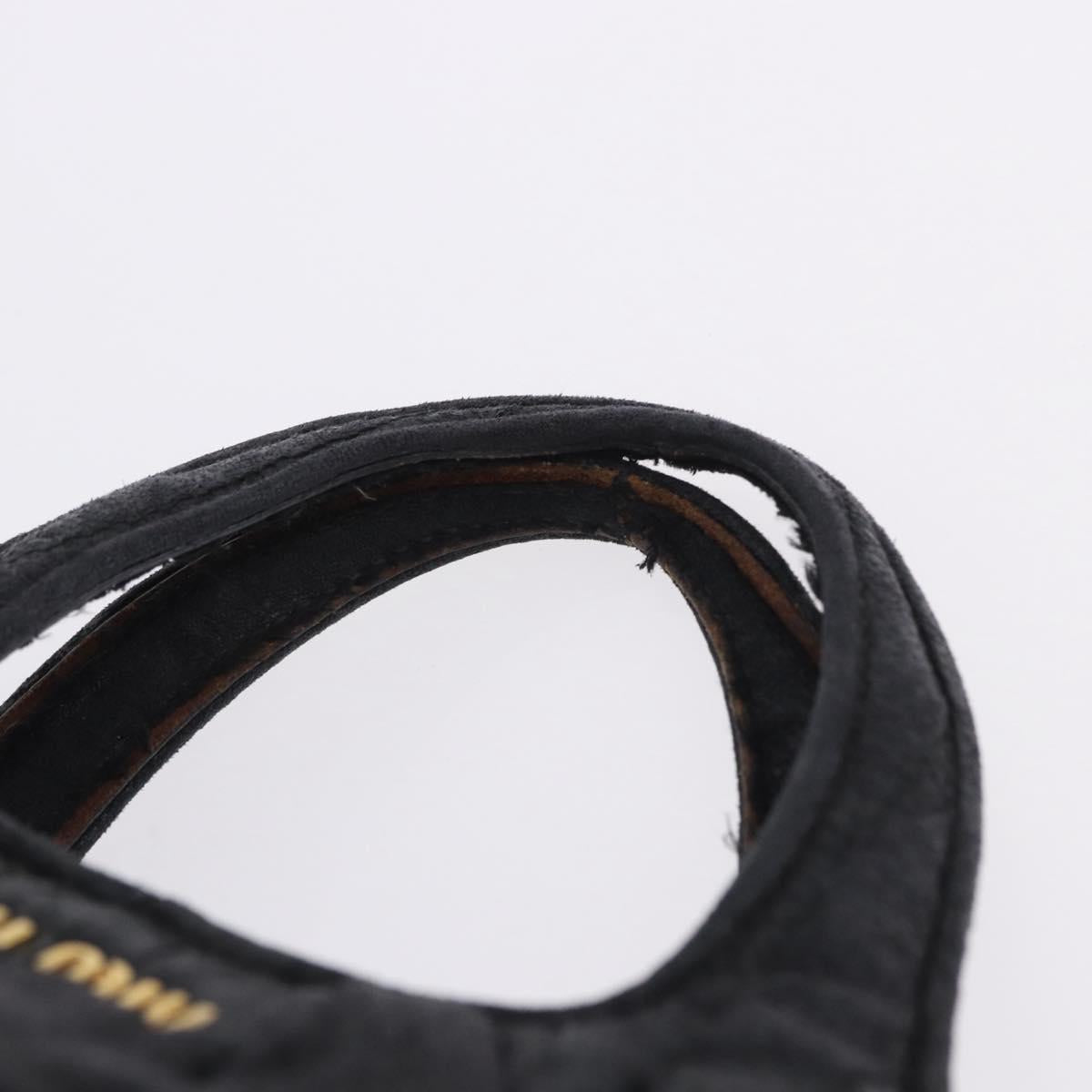 Miu Miu Matelasse Hand Bag Cotton 2way Black Gold Auth 197277