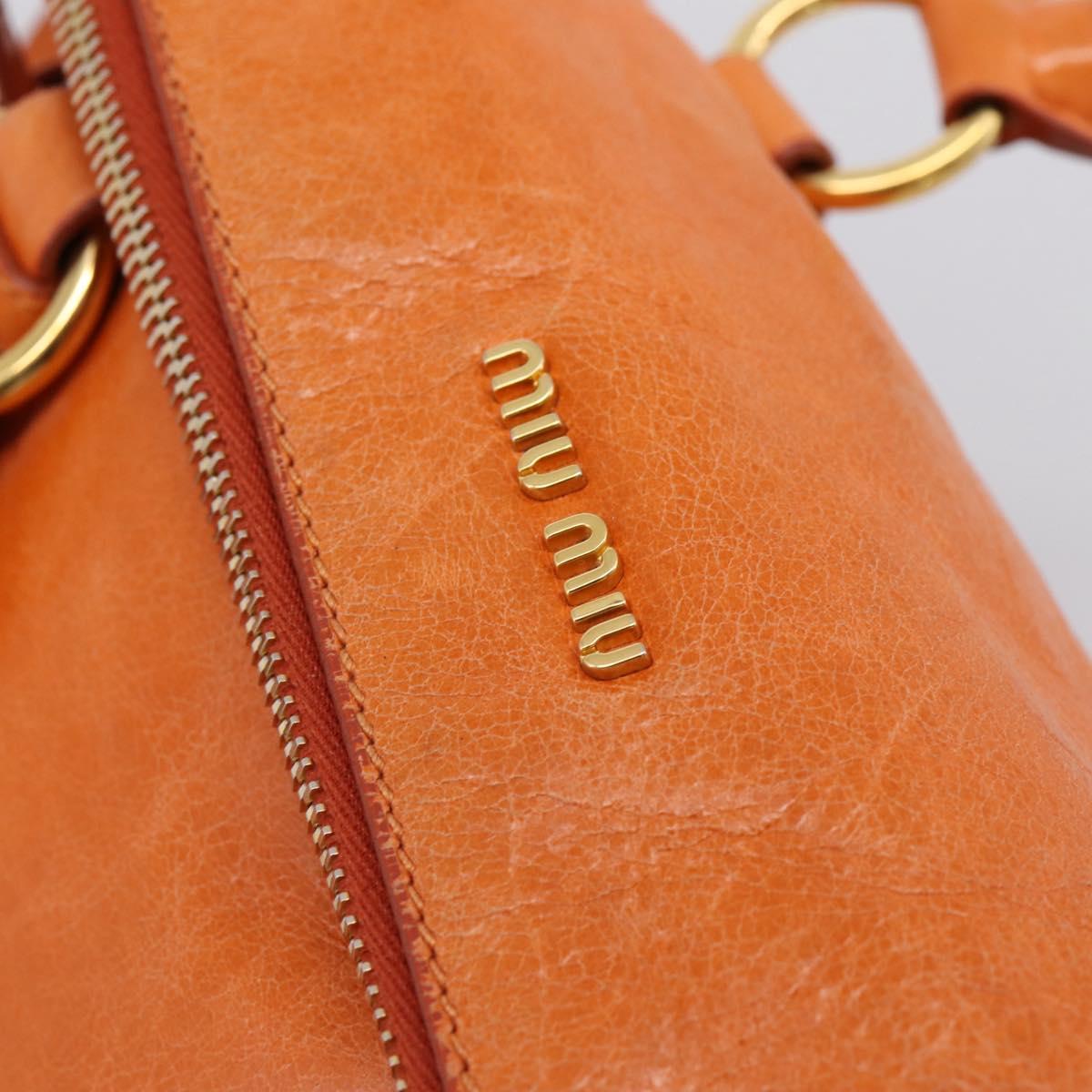 Miu Miu Hand Bag Vitellolux 2way Orange Gold Auth 197281M