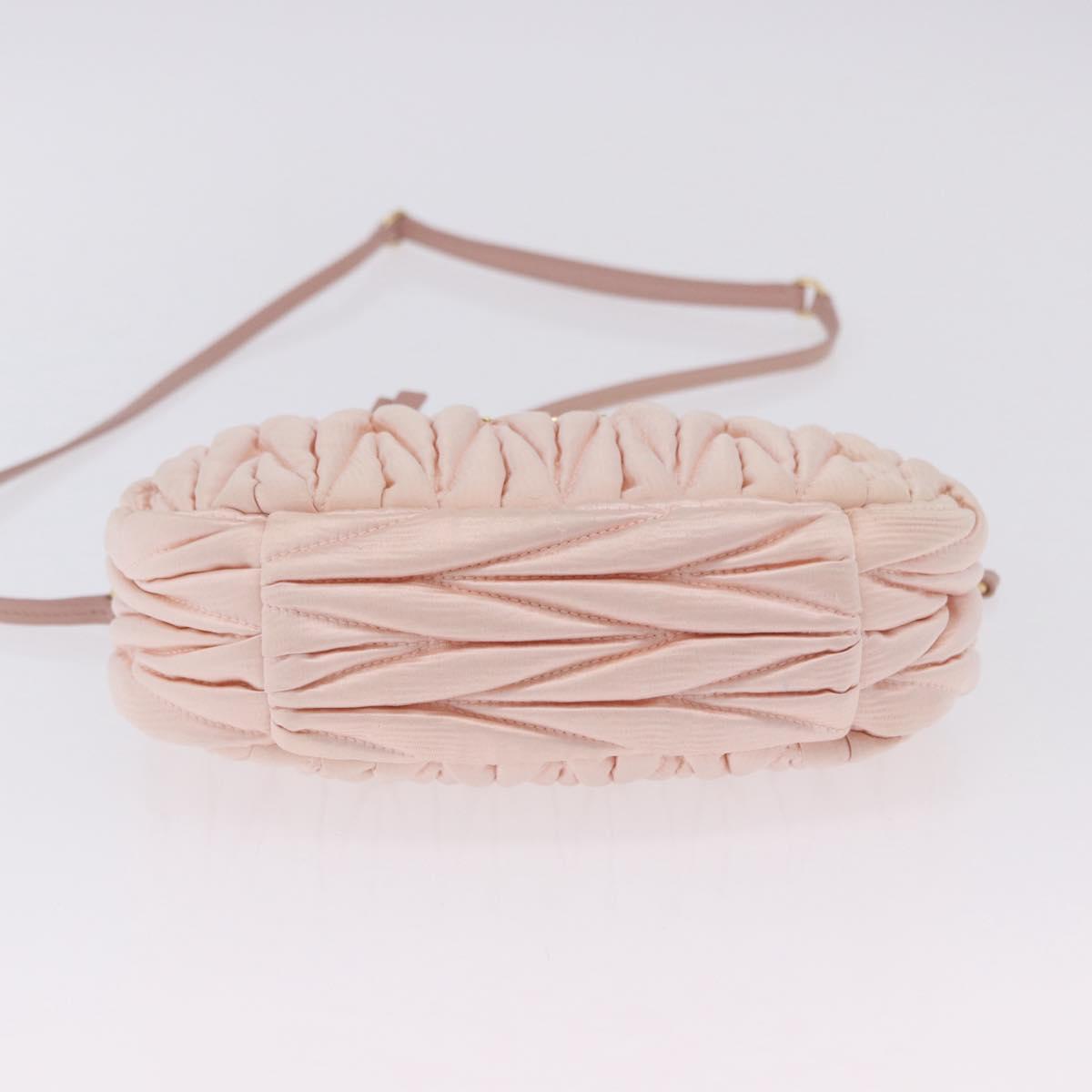 Miu Miu Matelasse Wonder Hand Bag Satin 2way Pink Gold Auth 197282V