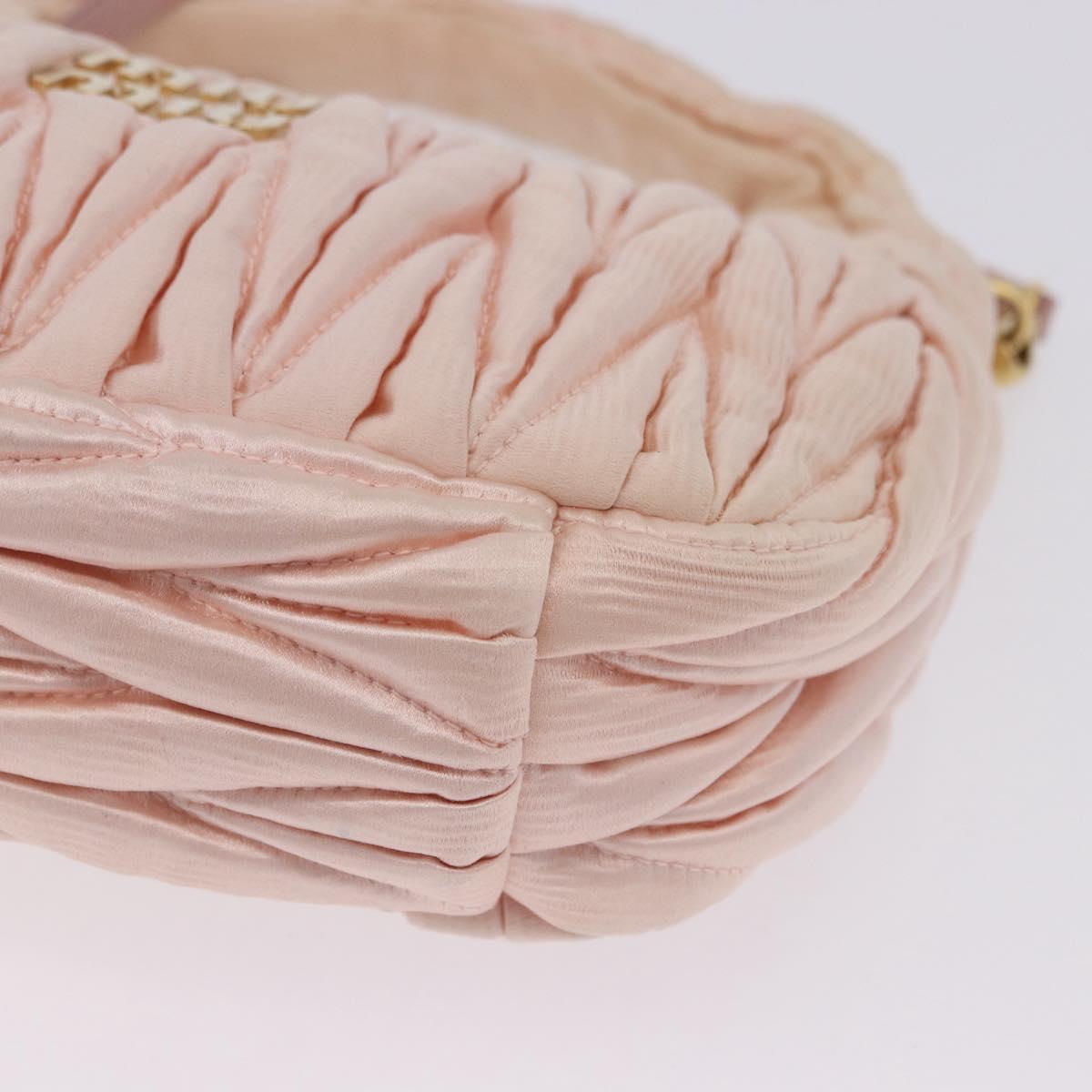 Miu Miu Matelasse Wonder Hand Bag Satin 2way Pink Gold Auth 197282V