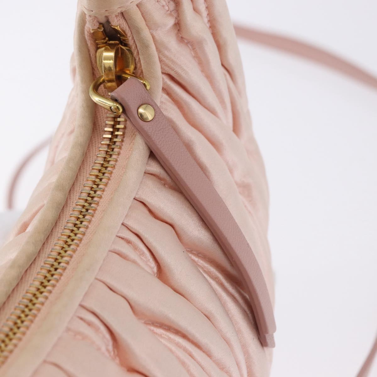 Miu Miu Matelasse Wonder Hand Bag Satin 2way Pink Gold Auth 197282V