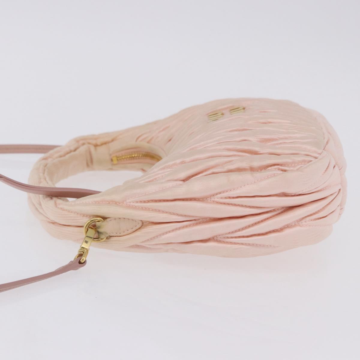 Miu Miu Matelasse Wonder Hand Bag Satin 2way Pink Gold Auth 197282V