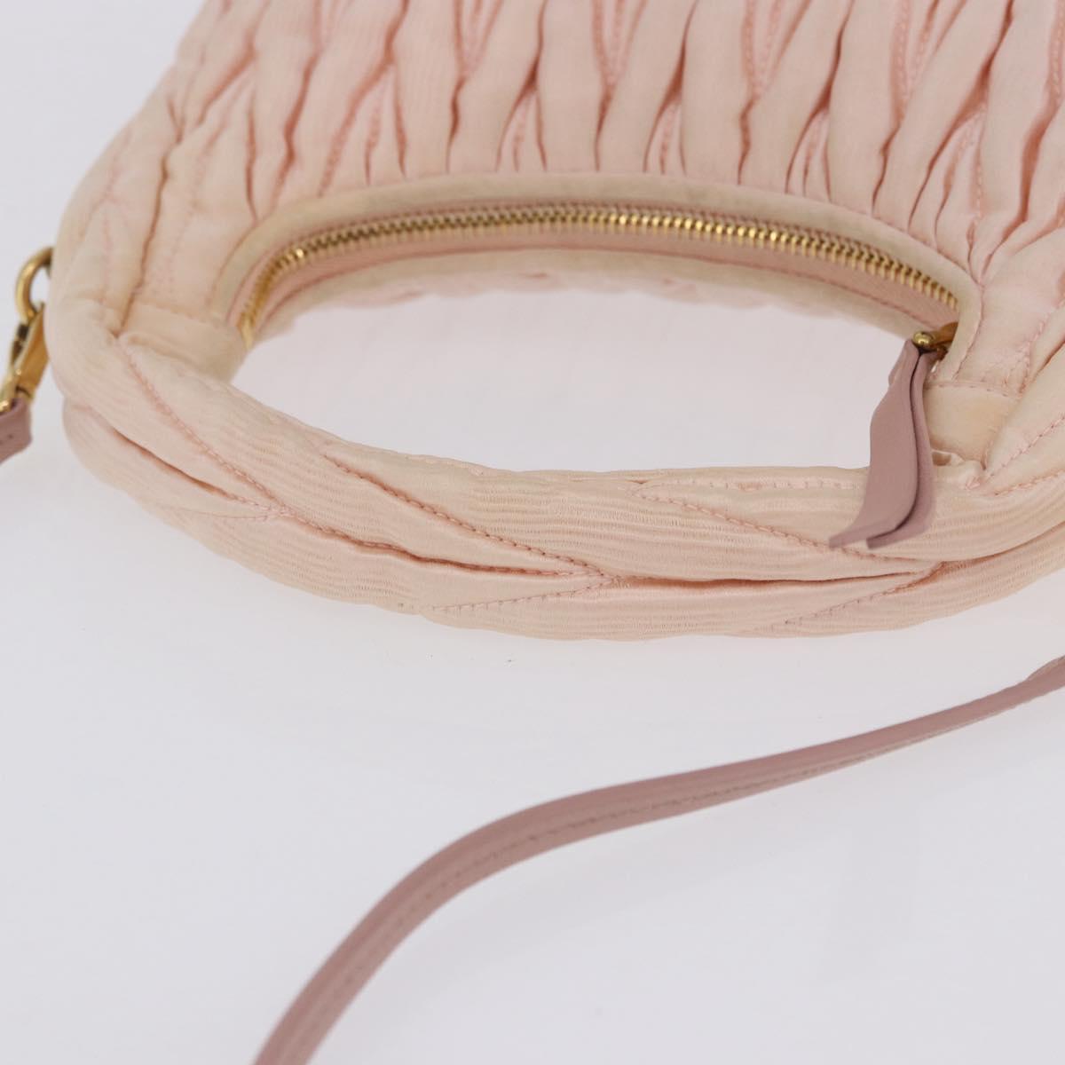 Miu Miu Matelasse Wonder Hand Bag Satin 2way Pink Gold Auth 197282V
