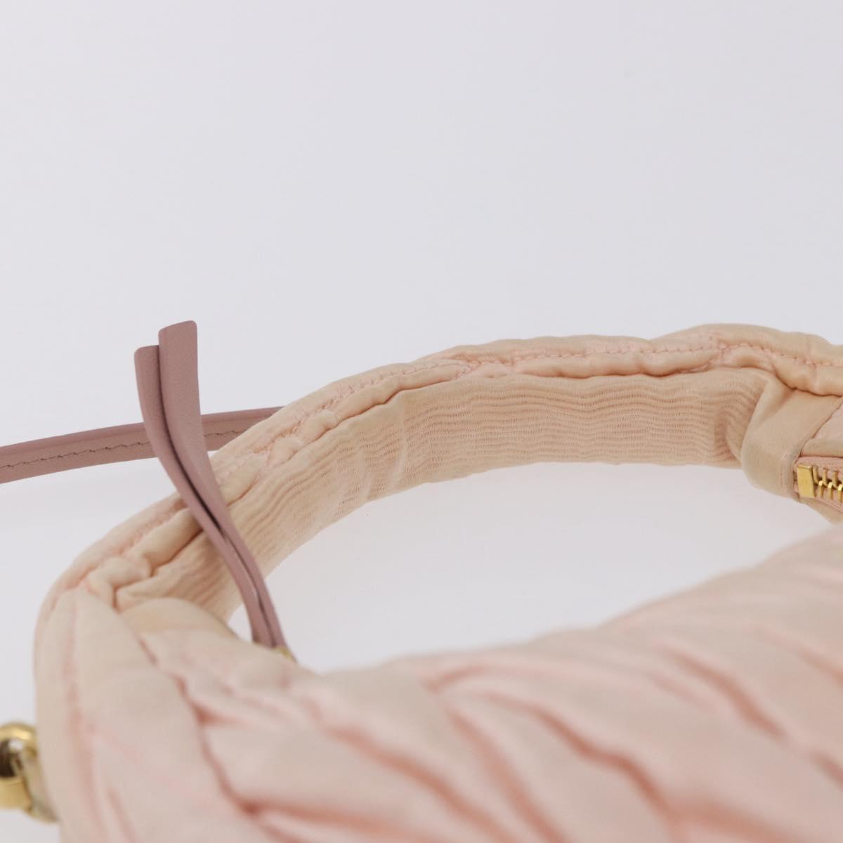 Miu Miu Matelasse Wonder Hand Bag Satin 2way Pink Gold Auth 197282V