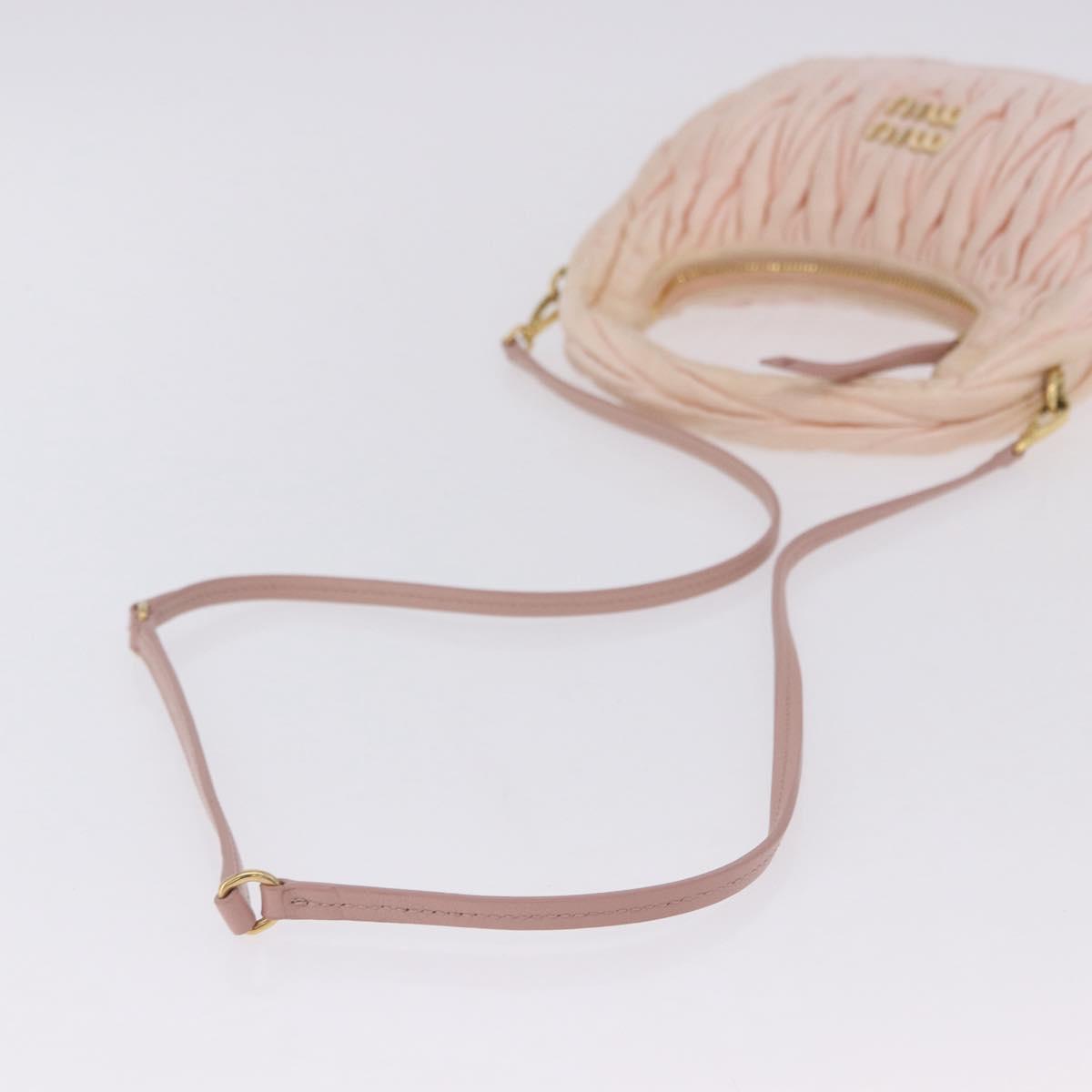 Miu Miu Matelasse Wonder Hand Bag Satin 2way Pink Gold Auth 197282V