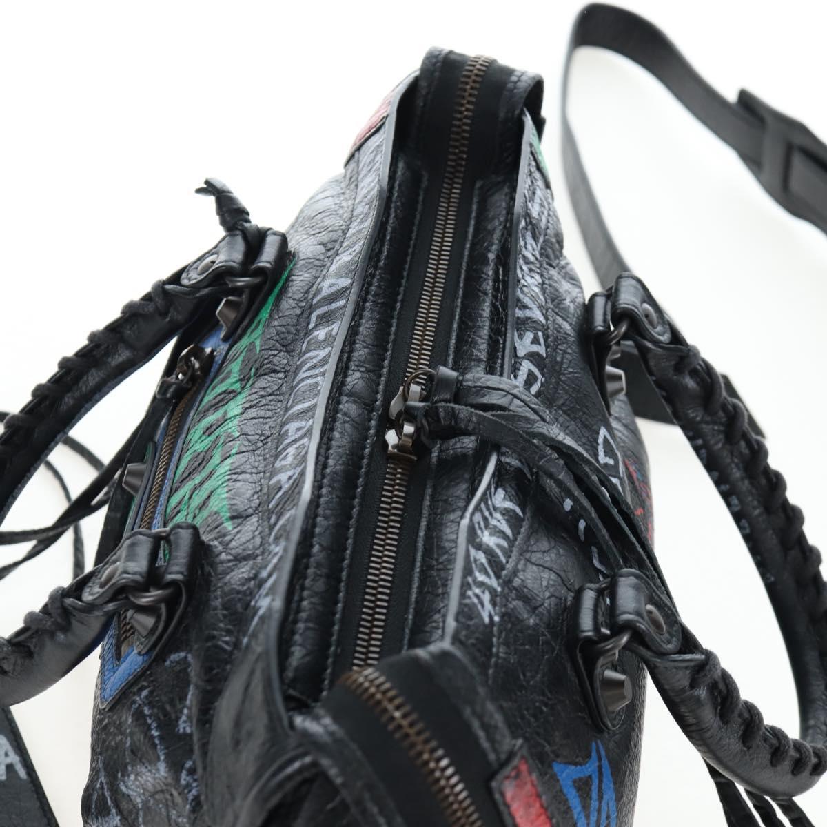 BALENCIAGA The Classic City Bag Leather 2way Black Silver 431621 Auth 197283SAM