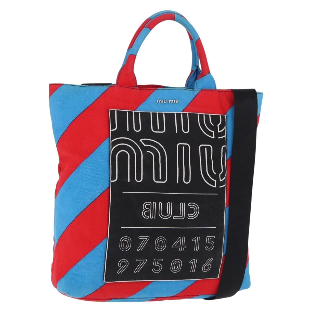 Miu Miu Hand Bag Canvas 2way Multicolor Silver Auth 197284A