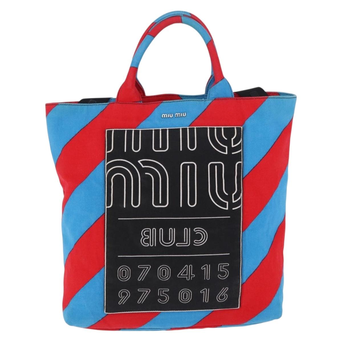 Miu Miu Hand Bag Canvas 2way Multicolor Silver Auth 197284A