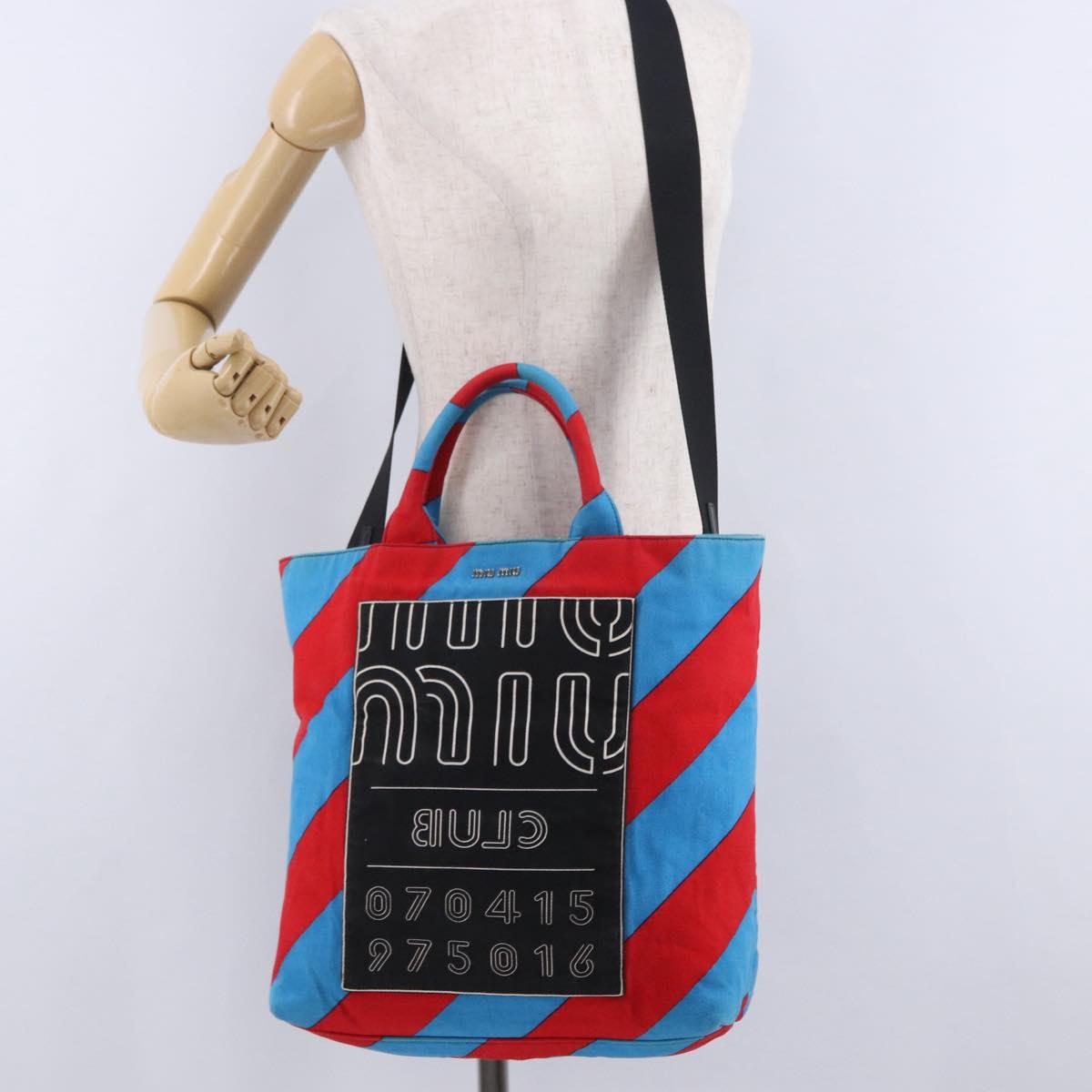 Miu Miu Hand Bag Canvas 2way Multicolor Silver Auth 197284A