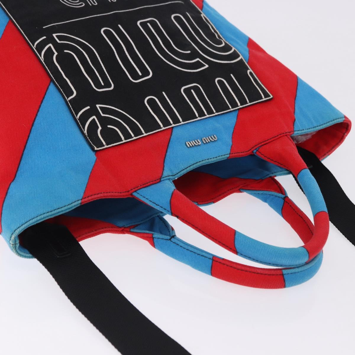 Miu Miu Hand Bag Canvas 2way Multicolor Silver Auth 197284A