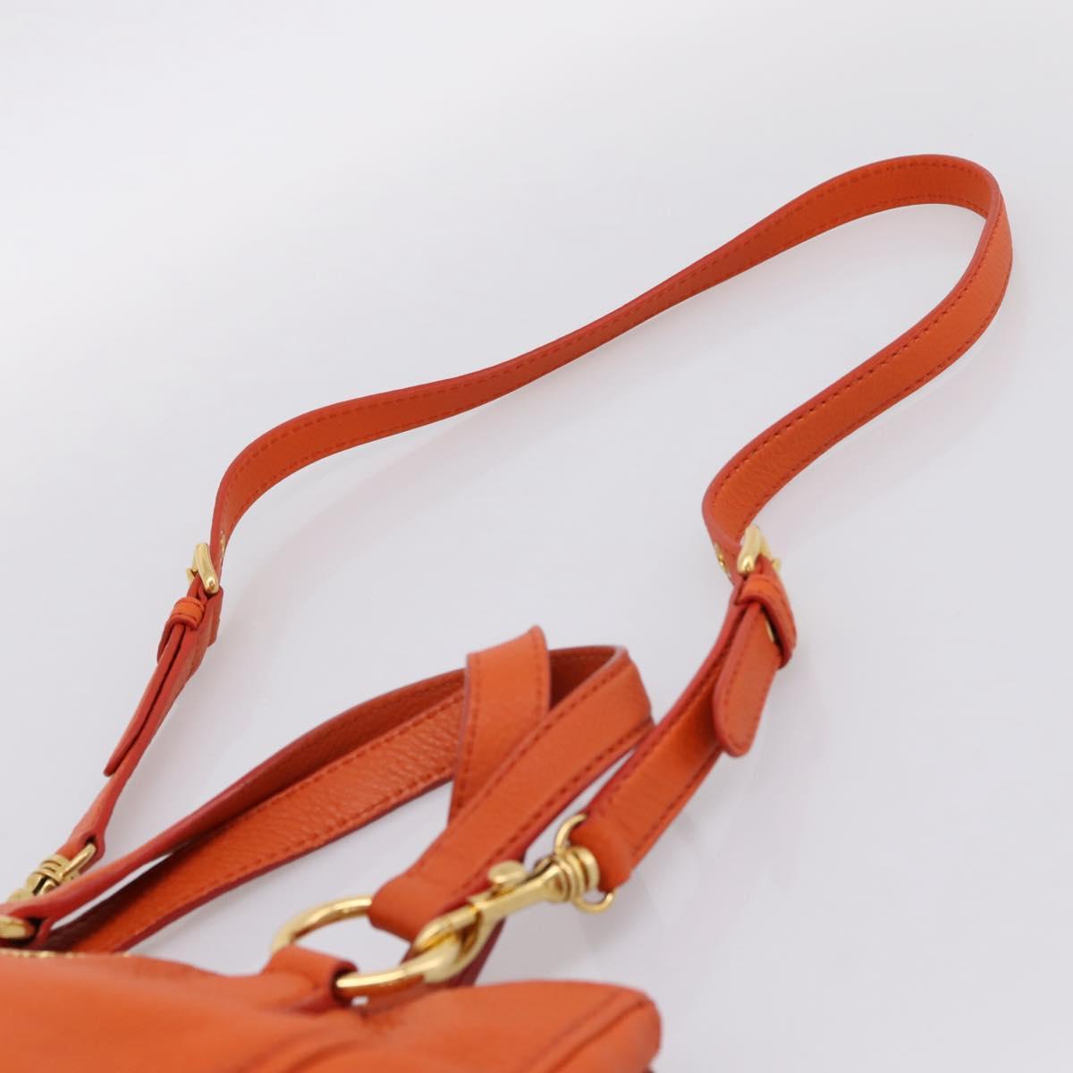 Miu Miu Vitellolux Hand Bag Leather 2way Orange Gold Auth 197285V