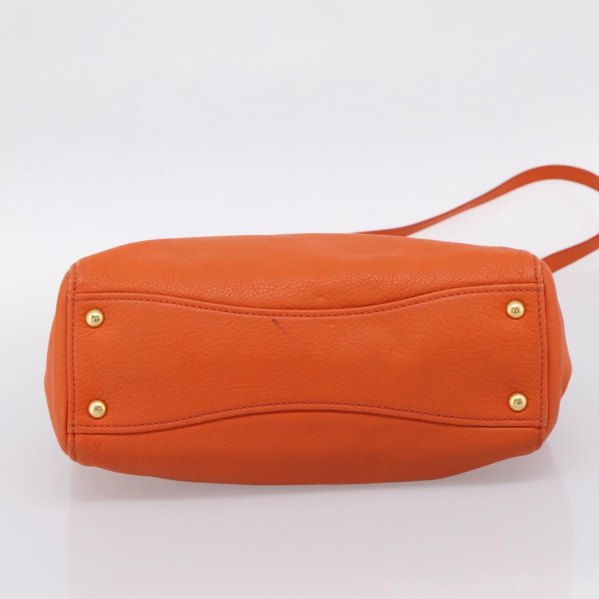Miu Miu Vitellolux Hand Bag Leather 2way Orange Gold Auth 197285V