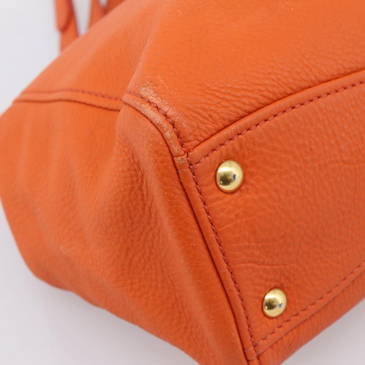 Miu Miu Vitellolux Hand Bag Leather 2way Orange Gold Auth 197285V