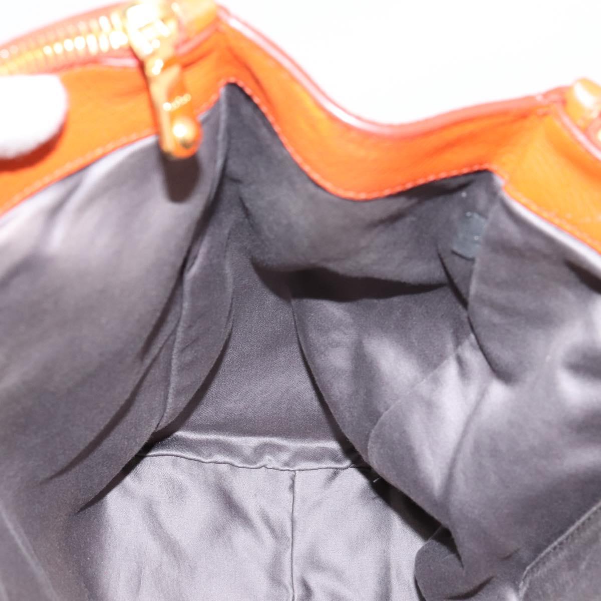 Miu Miu Vitellolux Hand Bag Leather 2way Orange Gold Auth 197285V